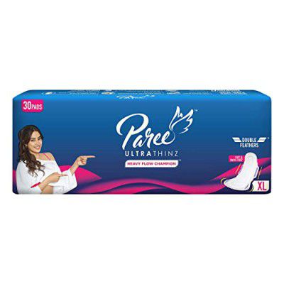 Paree Ultra Thinz Soft & Rash Free Sanitary Pads for Women (Trifold) | XL- 30 Pads|Double Feathers | Disposable Covers|Wide Coverage|Quick Absorption