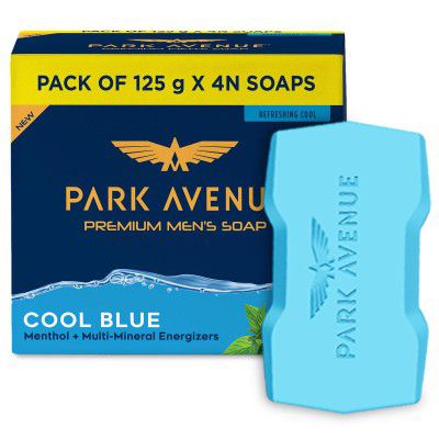 Park Avenue Premium Men’s Soaps for Bath – Cool Blue | 125g (Pack of 4)