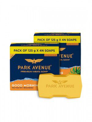 Park Avenue Men Set Of 8 Good Morning Premium Soap with Shea Butter & Tea Tree - 125g Each