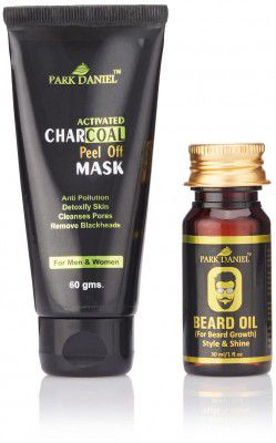 Park Daniel Charcoal Peel Off Mask & Beard Moustache Wax, 110 Gm (Pack of 2)