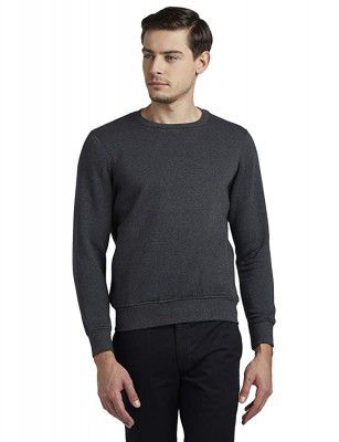 Parx Dark Grey Regular Fit Cotton Blend Sweatshirt