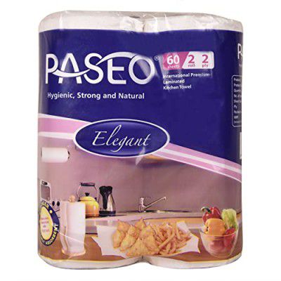 Paseo Elegant International Premium Laminated Quality 2 Ply Kitchen Towel 2 Roll (60 Pulls Per Roll)