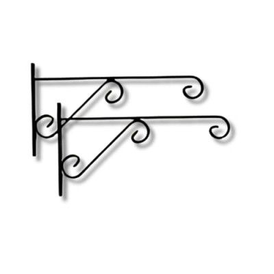 Patio Planet 2 Pack Metal Wall Hook Hanging Plant Bracket, Black