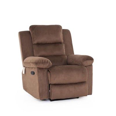 Peachtree Home Accents Metro Velvet Manual Single Seater Recliner Sofa in Dark Brown Colour for Home and Living Room in