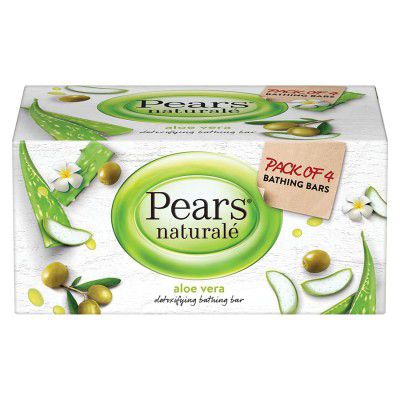 Pears Naturale Detoxifying Soap Bar, Aloe Vera, 125g (Pack of 4)