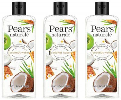 Pears Naturale Nourishing Coconut Water Body Wash 250 ml, 100% Natural Ingredients, Liquid Shower Gel with Honey for Glowing Skin - Paraben Free (Pack of 3)