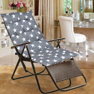 PEBSTY Microfibre Geometric, Polka Chair Pad Pack of 1  (Grey)