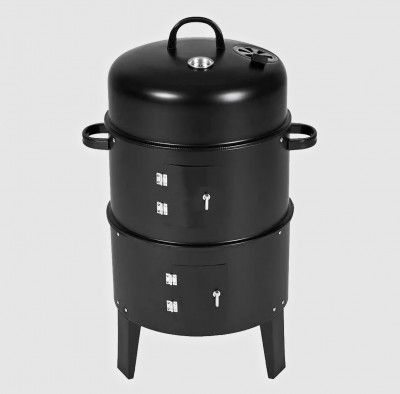 Peng Essentials 3 in 1 Barrel Charcoal Barbecue Grill (Triple Layered, BBQ01, Black)