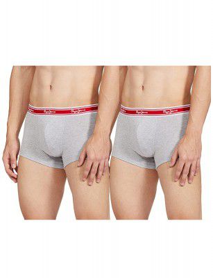 Pepe Jeans Innerwear Mens Solid Cotton Antibacterial Trunks (Pack of 2)