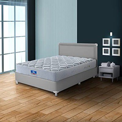 Peps Allura 08 Inch Single Size Pocketed Spring Mattress with Knitted Fabric(Grey, 75X35X08) with One Pillow Free