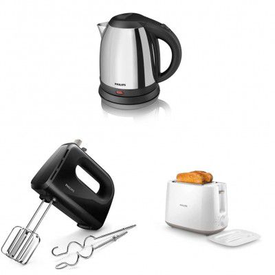 Philips 1.2-Litre Electric Kettle&Philips 300W Lightweight Hand Mixer Blender  