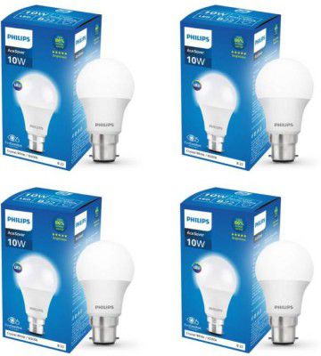 PHILIPS 10 W Standard B22 LED Bulb  (White, Pack of 4)