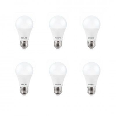 Philips 12-Watt LED Bulb E27 Base (Crystal White, Pack of 6)