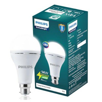 PHILIPS 14W Emergency LED Bulb | Stellar Bright B22 Inverter LED Bulb for Power Cuts | Crystal White, Pack of 1