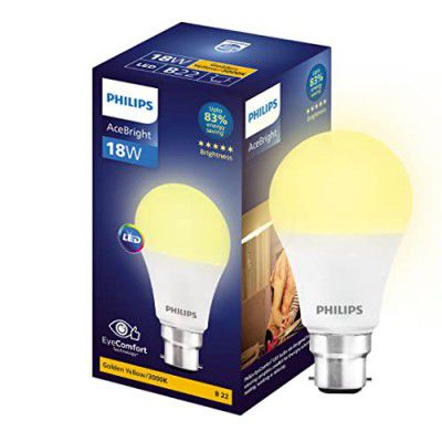 PHILIPS 18-watt LED Bulb |AceBright High Wattage LED Bulb|Base: B22 Light Bulb for Home | Warm White, Pack of 1