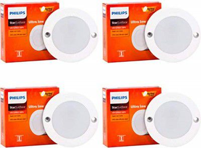 Philips 3W Star Surface Striker Cabinet Flush Mount Ceiling Lamp (Warm White, Pack of 4)