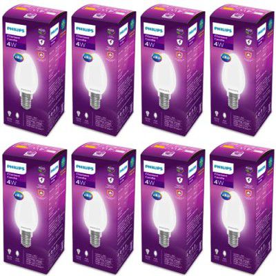 PHILIPS 4-watt Filament Candle LED Bulb | Pack of 8