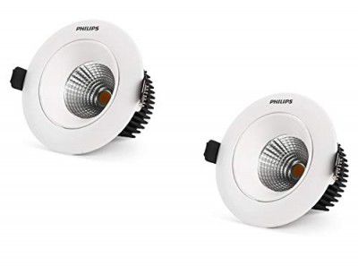 Philips 7-Watt Round Astra Spot Recessed COB Spot Light (Cool White,Pack of 2)