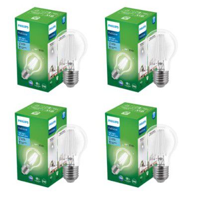 PHILIPS 9-watt LED Clear Glass Light Bulb | Bulb Base: E27, 850 Lumen Full Glow Clear LED Bulb for Home Decoration | Crystral White, Pack of 4