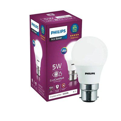 Philips Ace Saver 5-watt B22 LED Bulb | Crystal White | Pack of 1