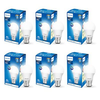 Philips Ace Saver 9 Watt LED Bulb, Base B22 (Cool Day Light), Pack of 6