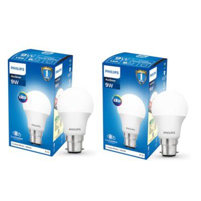 Philips Ace Saver 9 Watt LED Bulb, Base B22 (Cool Day Light), Pack of 2