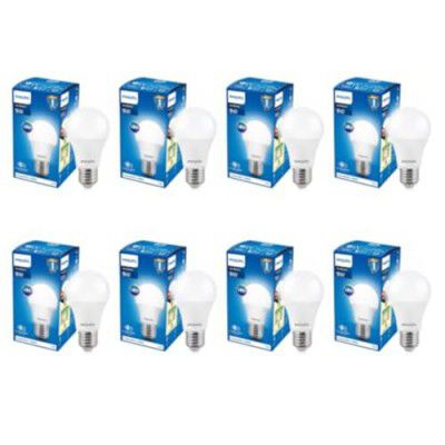 Philips Ace Saver Base E27 9-Watt LED Lamp (Pack of 8, White)