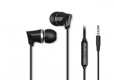 PHILIPS Audio TAE1136 Wired In Ear Earphones with Mic (Black)