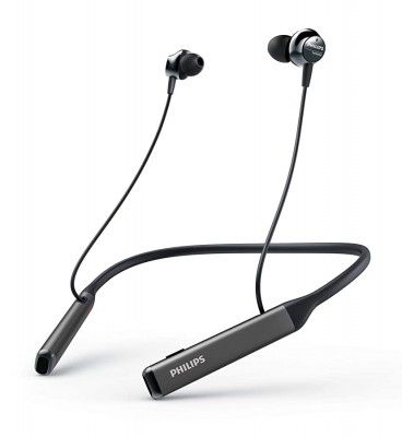 Philips Audios Performance TAPN505 in-Ear Neckband Bluetooth 5.0 Earphones with Echo Cancellation, Hi-Res Audio, Built-in Mic, Voice Assistant & Active Noise Cancellation(Black)