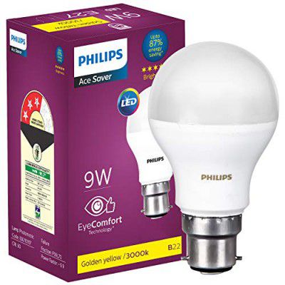 Philips Base B22 9-Watt LED Bulb (Warm White)