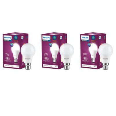 PHILIPS Base B22 LED Bulb (White, 7-Watt) Pack of 3