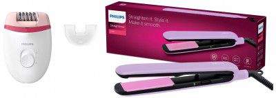 Philips BRE235/00 Corded Compact Epilator BHS393/40 Straightener 