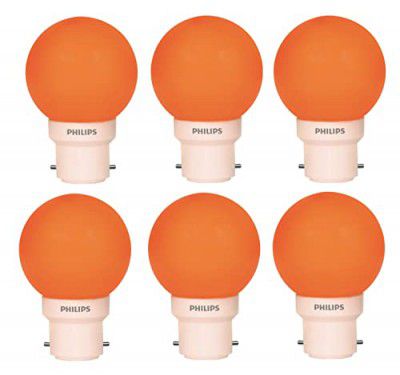 PHILIPS Deco Mini 0.5-Watt Base LED Bulb (Orange) - Pack of 6