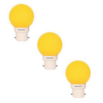 Philips Deco Mini Base B22 0.5-Watt LED Bulb (Pack of 3, Yellow)