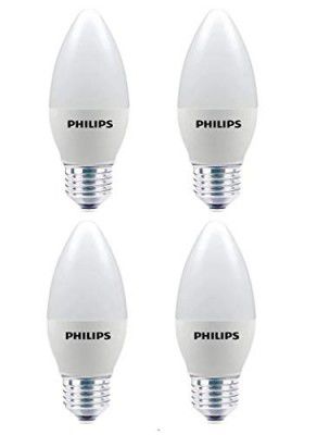 Philips E27 Frosted Candle 400-Lumen Decorative Wall Lights (4W, Pack of 4, White)