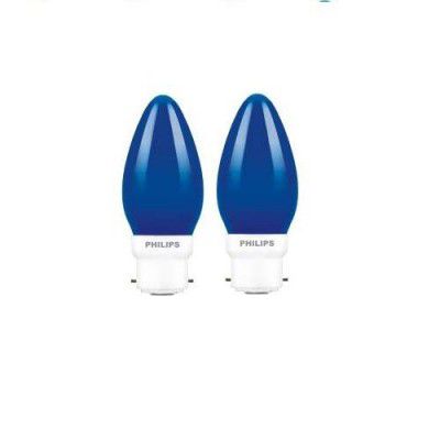 PHILIPS LED Deco Blue 0.5W Glass candle (Pack of 2)