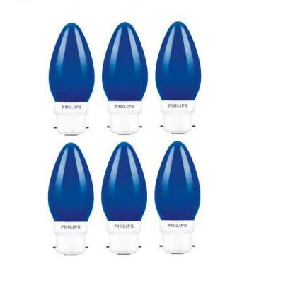 PHILIPS LED Deco Blue 0.5W Glass candle (Pack of 6)