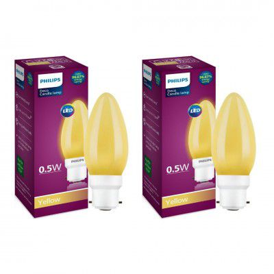 PHILIPS LED Deco Yellow 0.5W Glass Candle (Pack of 2)