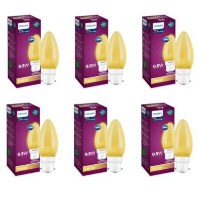 Philips LED Deco Yellow 0.5W Glass Candle (Pack of 6)