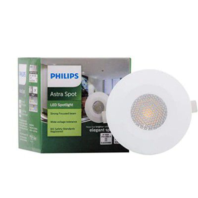 PHILIPS Polycarbonate Astra Spot 2-Watt Led Spotlight, Led Spotlight for Display, Cutout:35Mm, Cool Day Light,Pack of 1