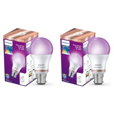 PHILIPS Wiz 12W NEO Smart Wi-Fi LED B22 Bulb | Compatible with Amazon Alexa and Google Assistant (16M Colours +Shades of White + Dimmable + Tunable),Multicolor, Pack of 2