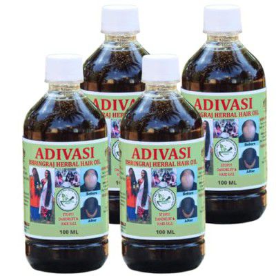 Phillauri Adivasi Bhringraj Herbal Hair Oil Herbal Pure Adivasi Hair Growth And Hair Fall Control Oil (100 Ml), Pack of 4