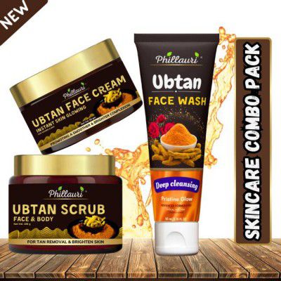 Phillauri Instant glow Ultimate Ubtan Skin Care Kit Ubtan Face & Body Scrub, Face Wash Tube, Face Cream  (3 Items in the set)