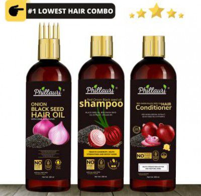 Phillauri Red Onion Black Seed Oil Ultimate Hair Care Kit for Hair Fall Control (Shampoo + Hair Conditioner + Hair Oil)  (3 Items in the set)