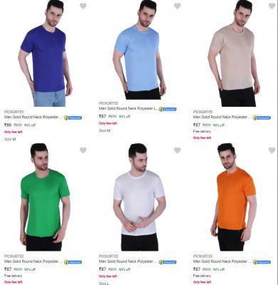 Pickurtee Mens T Shirts Starts ₹86