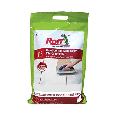 Pidilite Roff Rainbow Tile Mate Epoxy (Base + Hardener) & Filler to fill tile joints in kitchen, factory | stain and chemical resistant | 3.69KG Khaki