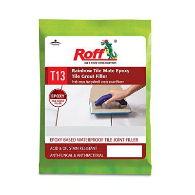 Pidilite Roff Rainbow Tile Mate Epoxy (Base + Hardener) & Filler | Coffee Brown 738 GM | to fill tile joints in kitchen, factory | stain and chemical resistant