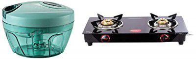 Pigeon 2 Burner Gas Stove & Chopper Combo - Alloy Steel