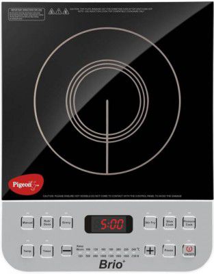 Pigeon Brio+ Induction Cooktop (Silver, Black, Push Button)