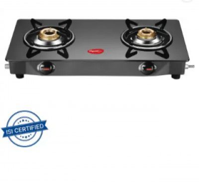 Pigeon Brunet Glass Manual Gas Stove  (2 Burners)